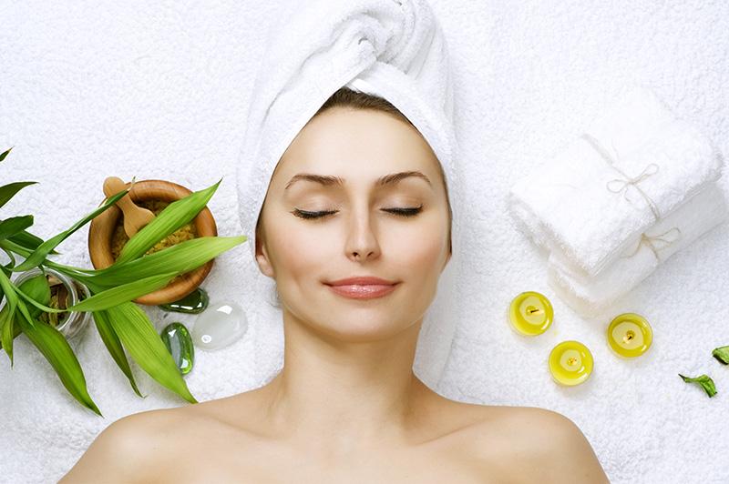 peaceful woman at spa